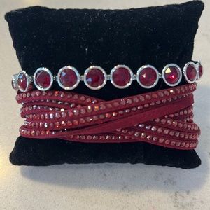 Touchstone Crystal red wrap and Siam ice bracelet.